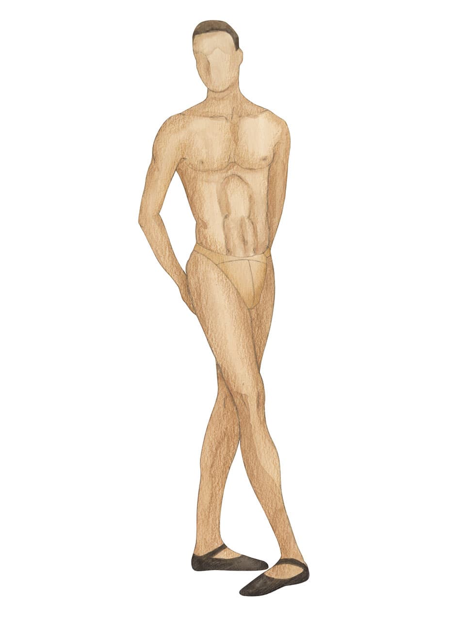 B3914 MENS NARROW ELASTIC DANCE BELT -Nude XL 688478957691